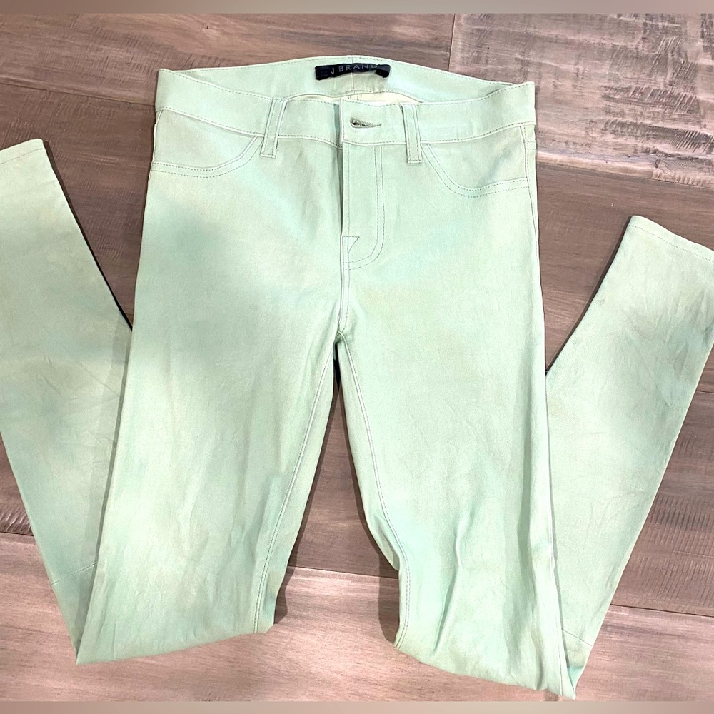 Leather Pants in Mint Green